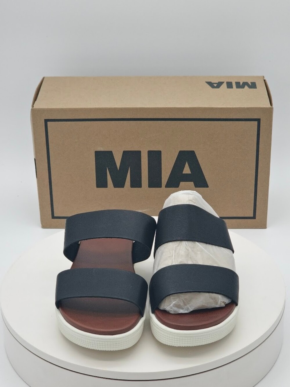 MIA Saige Black Double Strap Platform Slide Sandals Women’s Size 7 - Picture 8 of 11